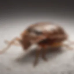 Close-up view of a bed bug on a mattress