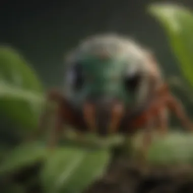 Close-up of a mayday pest on foliage