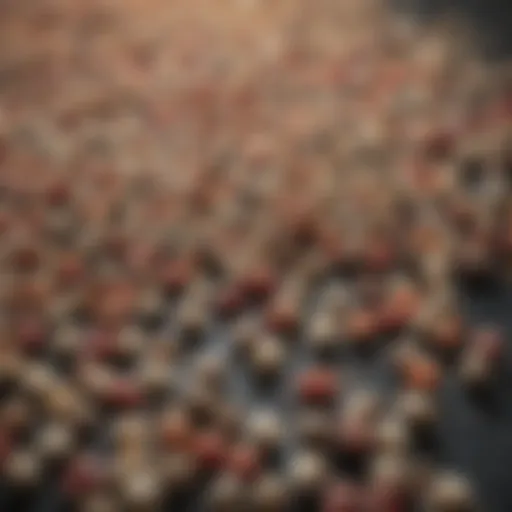 An assortment of various mice bait pellets showcased on a surface.