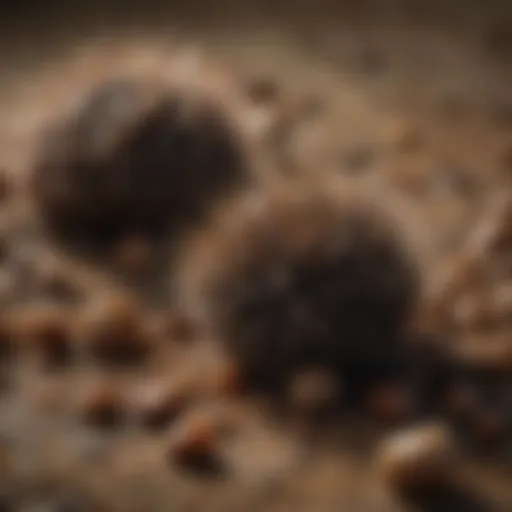 Detailed close-up of possum feces showcasing texture and size