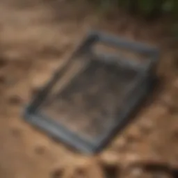 Close-up view of a Sentricon termite bait trap installed in the ground.