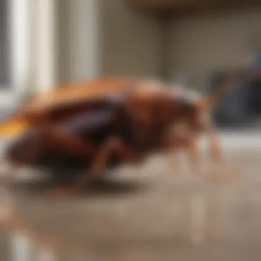 Cockroach on Kitchen Counter Close-up of a cockroach on a kitchen counter