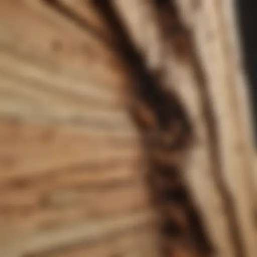 Close-up of termite damage in wood