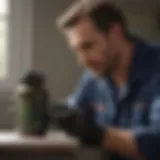 Pest control technician applying treatment