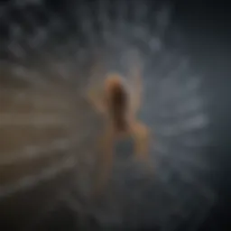 A close-up of a spider on a web, illustrating its intricate structure.