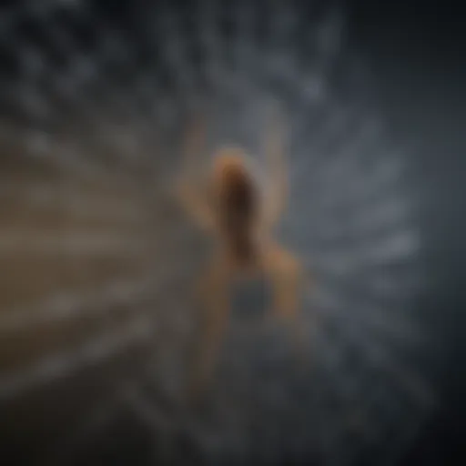 A close-up of a spider on a web, illustrating its intricate structure.