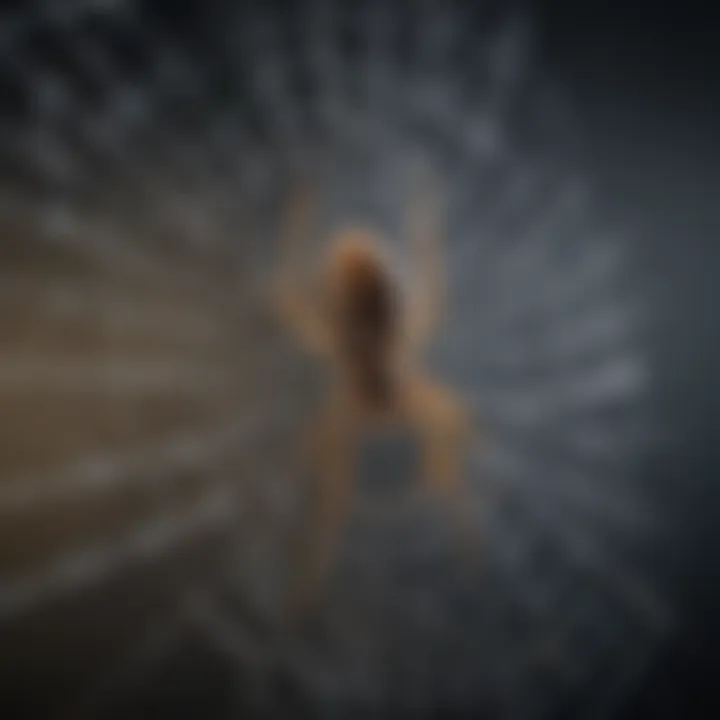 Intricate Spider Web Structure A close-up of a spider on a web, illustrating its intricate structure.