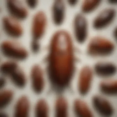 Illustration depicting different species of large roaches