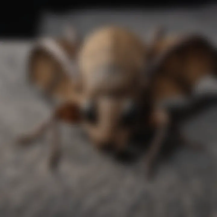 Close-up view of bat bug on fabric