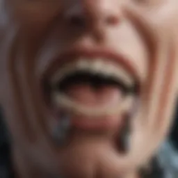 Magnified view of ant's mandibles in action