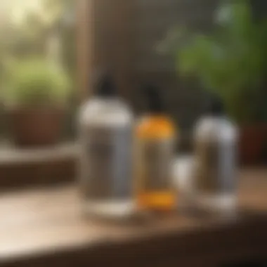 Diverse Mosquito Treatment Product Options Various types of mosquito yard treatment products displayed on a wooden table