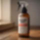 Close-up of Vets Best Flea Spray bottle on a wooden surface