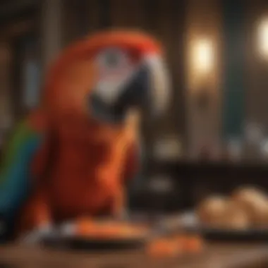 Colorful Macaw Parrot Enjoying a Meal Vibrant Macaw Parrot Feeding