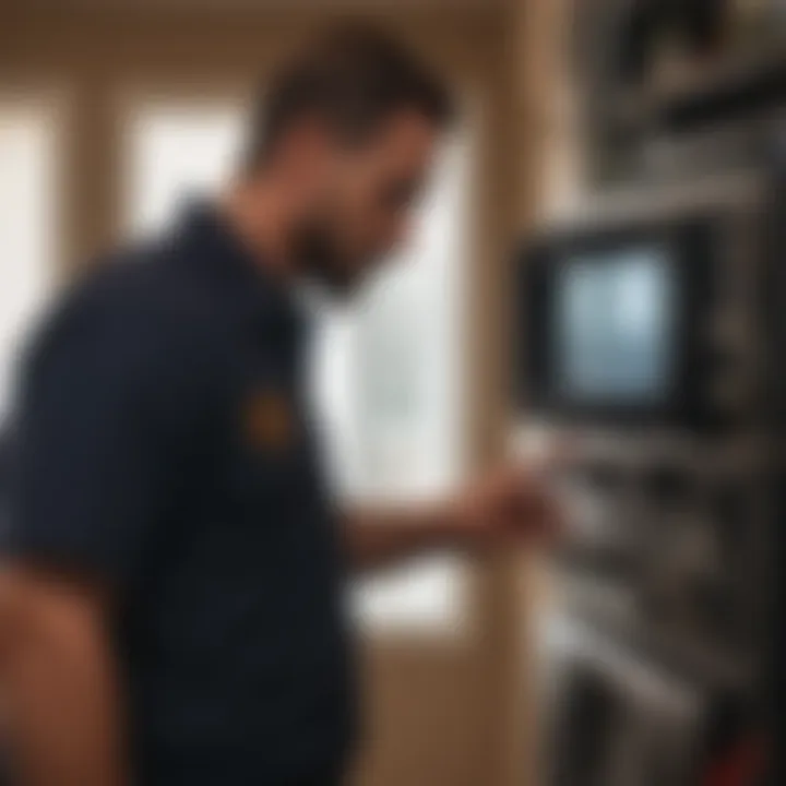 Expert Technician Conducting Property Inspection Skilled Technician Inspecting Property