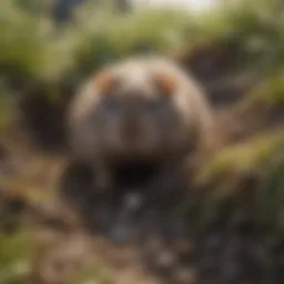 Vole burrow damage in lawn