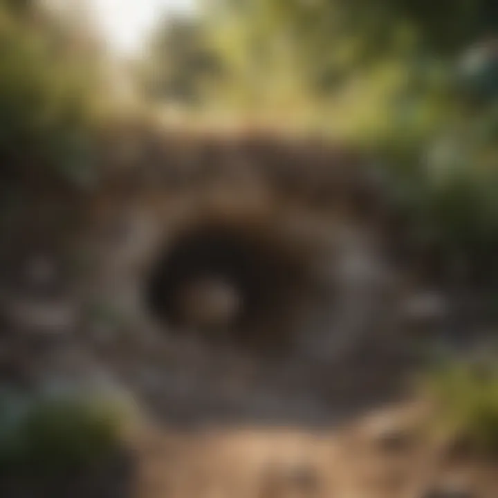 Vole Burrow Entrance in Yard Vole burrow entrance in yard