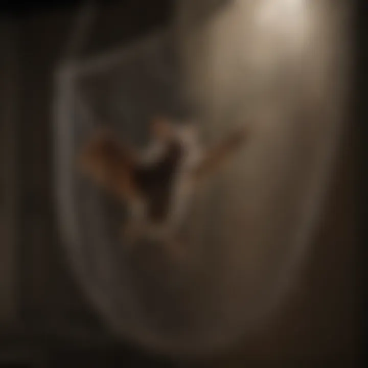 A person using a net to safely capture a bat.