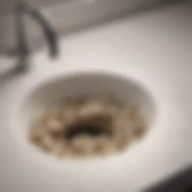 Close-up of white maggots in kitchen sink drain