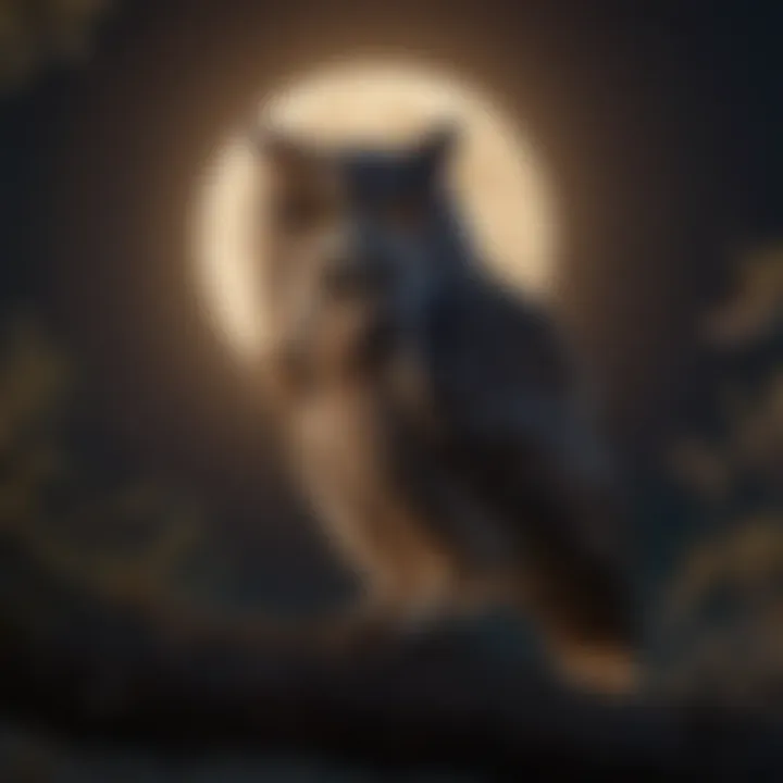 Nocturnal Owl Silhouetted Against Moon Mysterious Owl in Moonlit Night