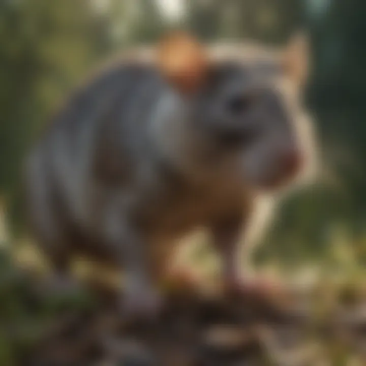 Conceptual illustration showcasing the challenges faced by wildlife due to rat populations
