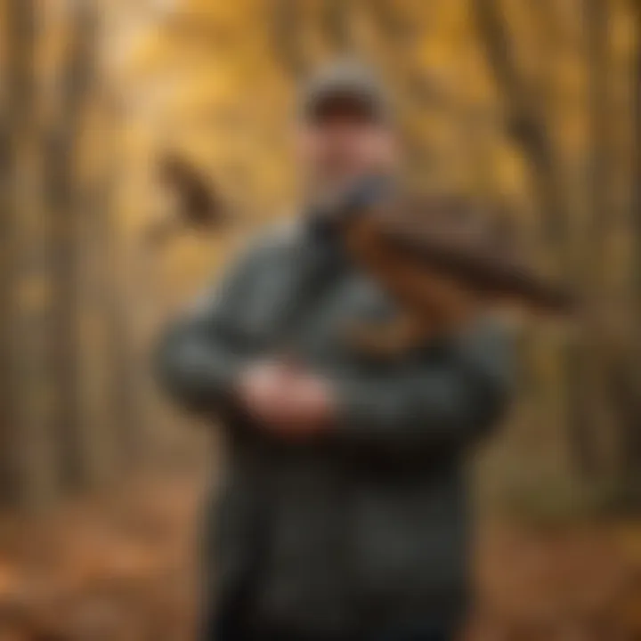 Wildlife removal expert releasing bird of prey