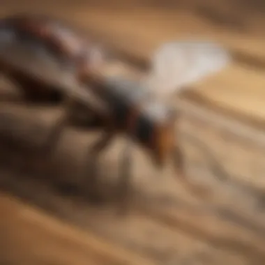 Close-up of winged termite on wooden surface