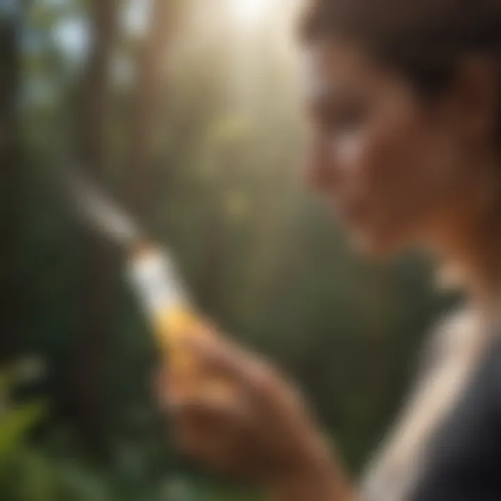 Woman Spraying Flit Bug Spray Outdoors