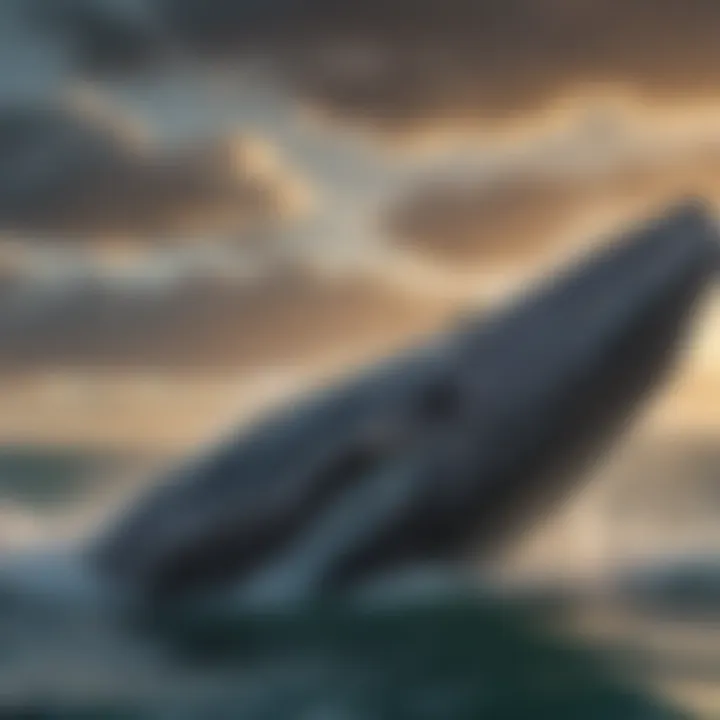 Majestic Humpback Whale in the Sea Giant humpback whale breaching in the ocean