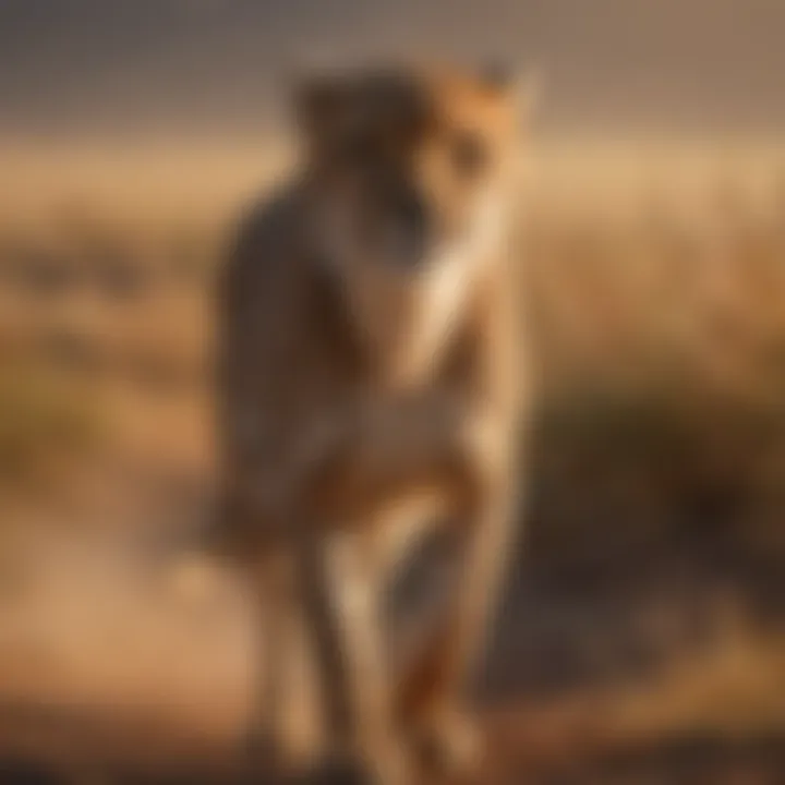 Elegant Cheetah in Action Graceful cheetah in full sprint across the plains