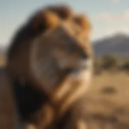 Majestic lion overlooking the savannah